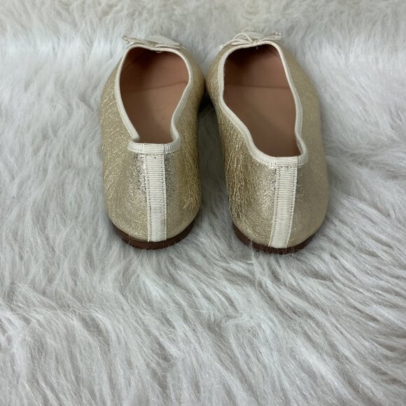 J. Crew Gemma Point Cap Toe Metallic Gold Ivory Leather Flats 8.5 - Picture 4 of 7